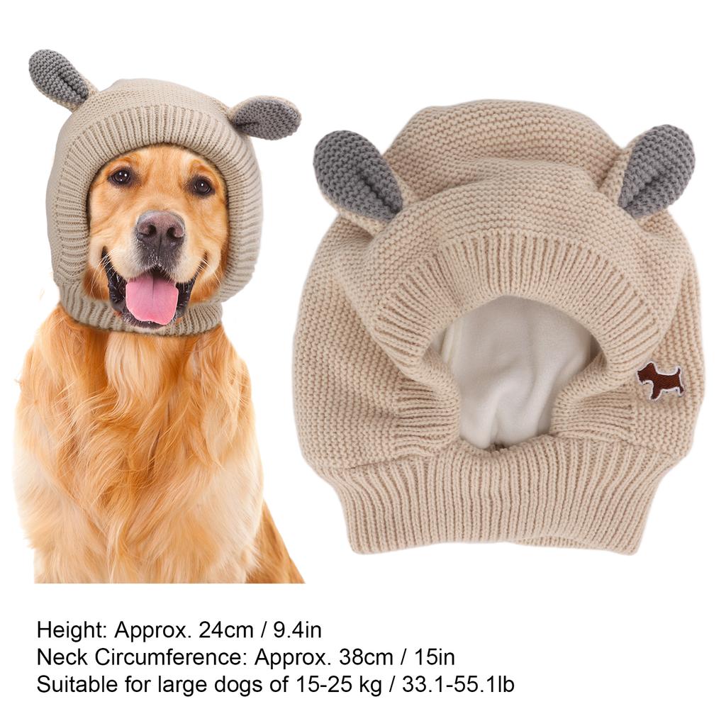 Knitted Rabbits Ear Pet Hat Noise   Warm Dog Grooming Earmuffs Hat for Large Dogs