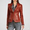 Leather Blazer Hot Slim Fit Designer Red New Women's Genuine Soft Lambskin