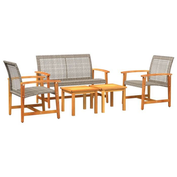 VidaXL Salon de Jardin 5 pcs, Chaises avec Dossier, Ensemble de Meubles Terrasse Patio Extérieur, Gris Résine Tressée et 367605