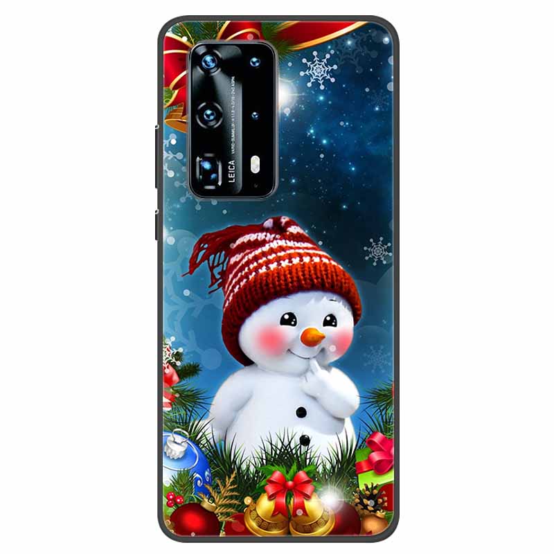 Christmas Phone Cases For Huawei P40 P20 Pro P40 P20 Lite P40 P20Case Black Silicone TPU Soft Cover Santa Claus TPU Bumper Funda