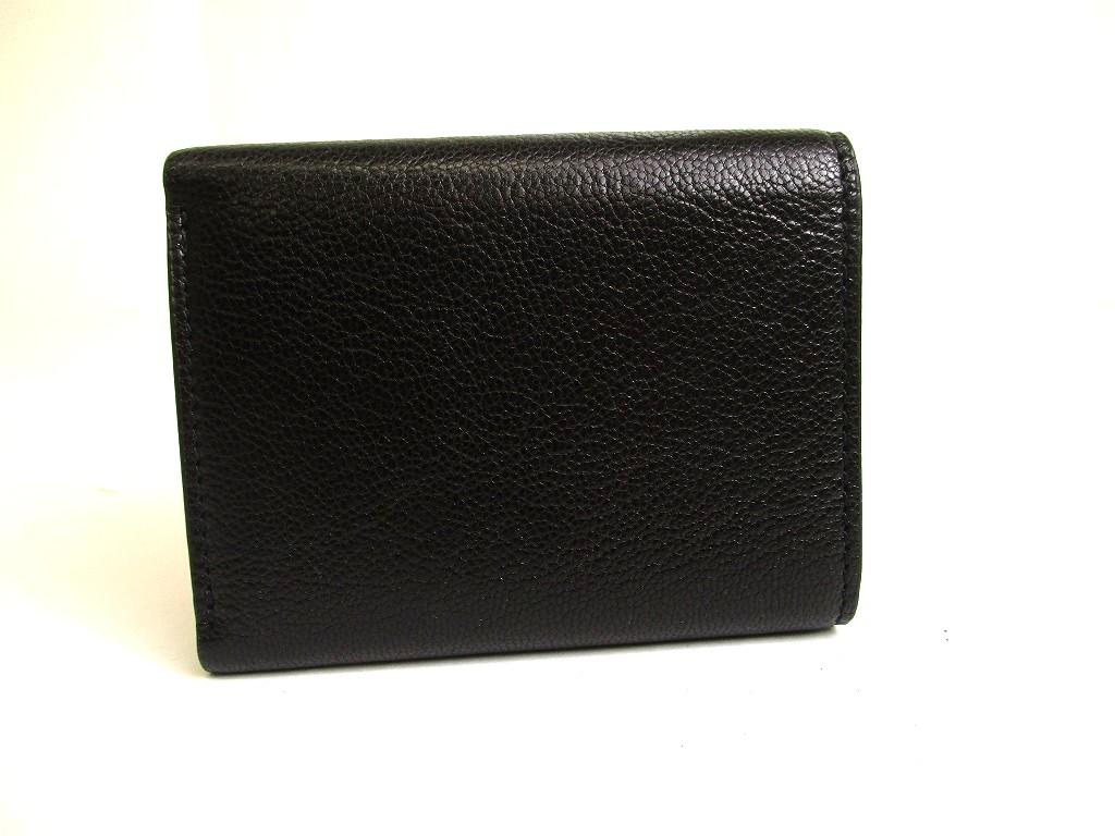 Authentic Jimmy Choo Metal Logo Black Leather Trifold Wallet Compact Wallet NAIMA #a789  Refurbished
