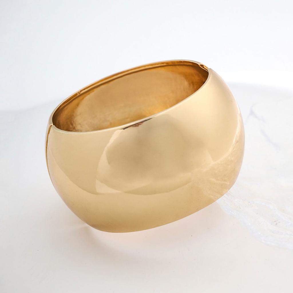 Punk Hip Hop Large Wide Cuff Chunky Gold Plated Bangles Bracelets for Women Minimalist Metal Spring Bangle Jewelry Gifts