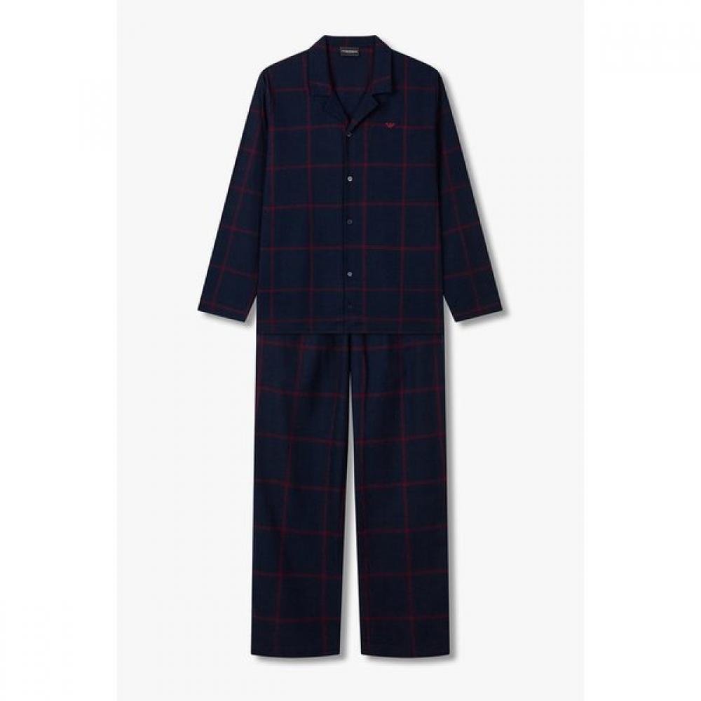 Emporio Armani Мужской клетчатый пижамный комплект из смесовой хлопковой ткани 0815339004 S(95)