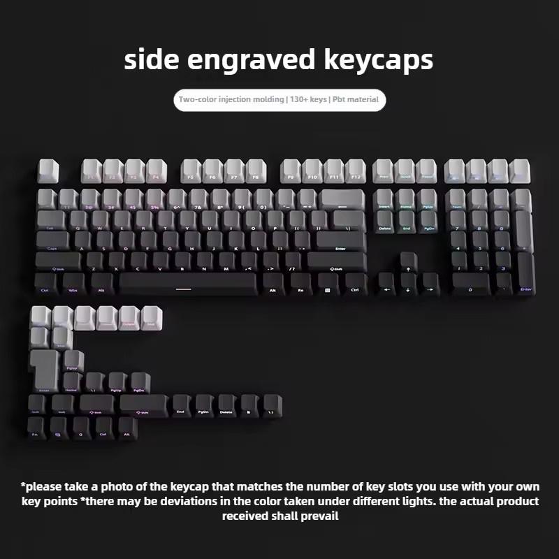 Keycap Set Side Engraved Gradient Color 134 Keys Pbt Double Sided Printed Shiny Backlit Keycaps For Mechanical Keyboards