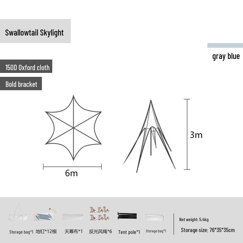 Lightweight Swallowtail Tarp for Camping, Picnics, and Self-Driving Tours – Portable and Reliable