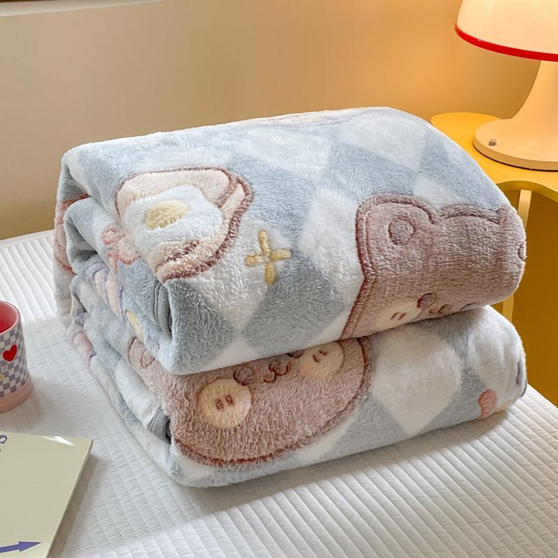 Autumn Warm Cute Bear Blankets for Bed Soft Cartoon Bedspread Comfortable Coral Fleece Throw Blanket Sofa Single Double Blanket