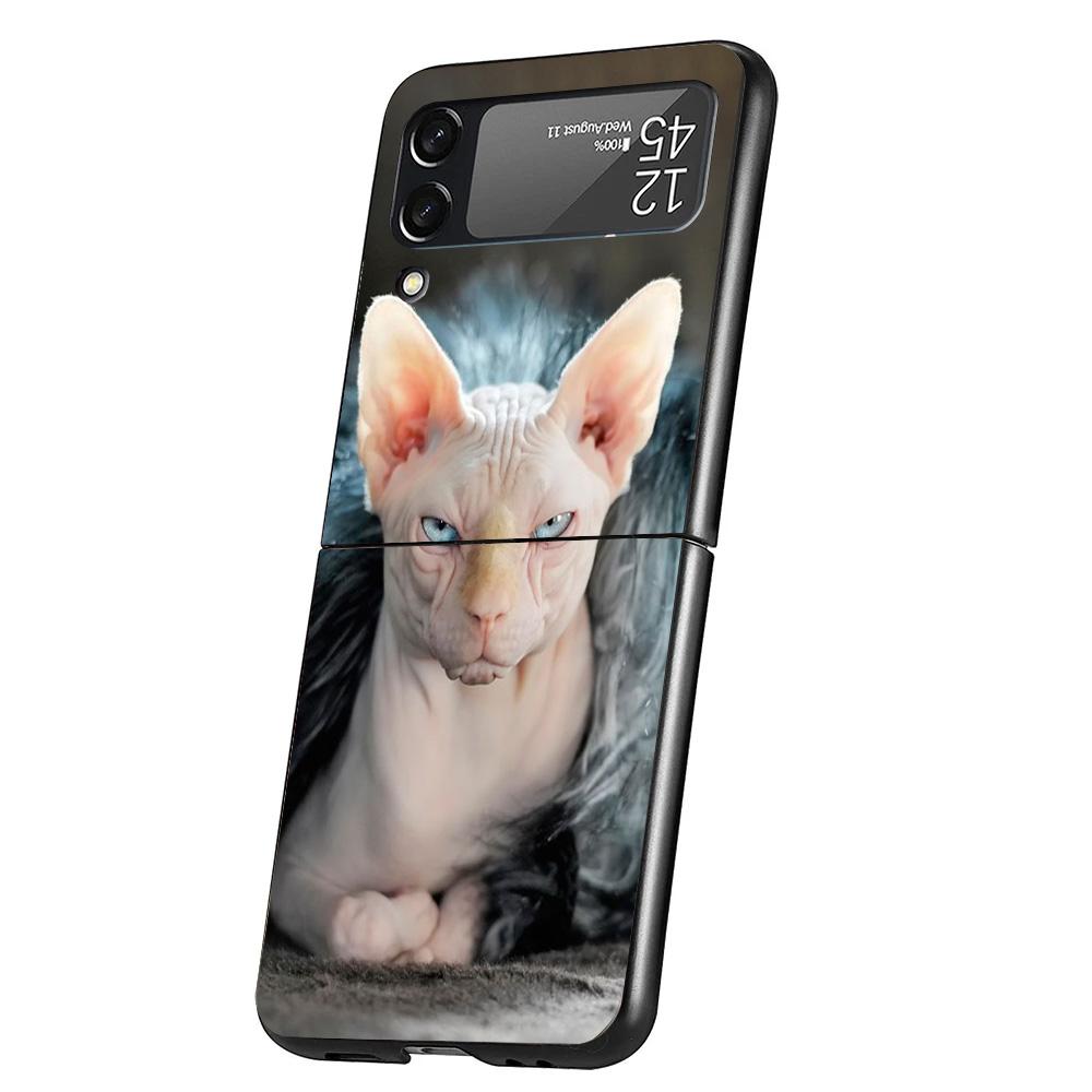 Lavaza Sphynx Sphinx Cat Cover Phone Case For Samsung Galaxy Z Flip 7 6 5 4 3 5G Flip7 Flip6 Flip5 Flip4 Flip3 Black Fundas Shel