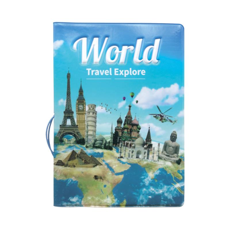 

World Trip Passport Cover for Men & Girls, Embossed Travel ID Card Holder with Ticket Pocket, Passport Case Accessories