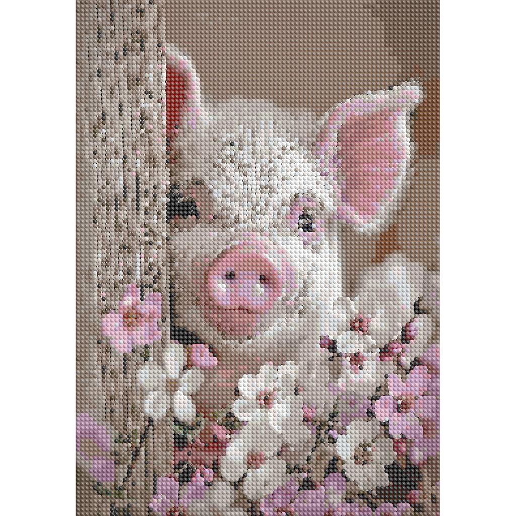 Maialino Rosa Full DIY 5D Pittura Diamante con Perline Rotonde per Adulti Decorazione Casa Pittura Diamante Gem Art 30x40cm