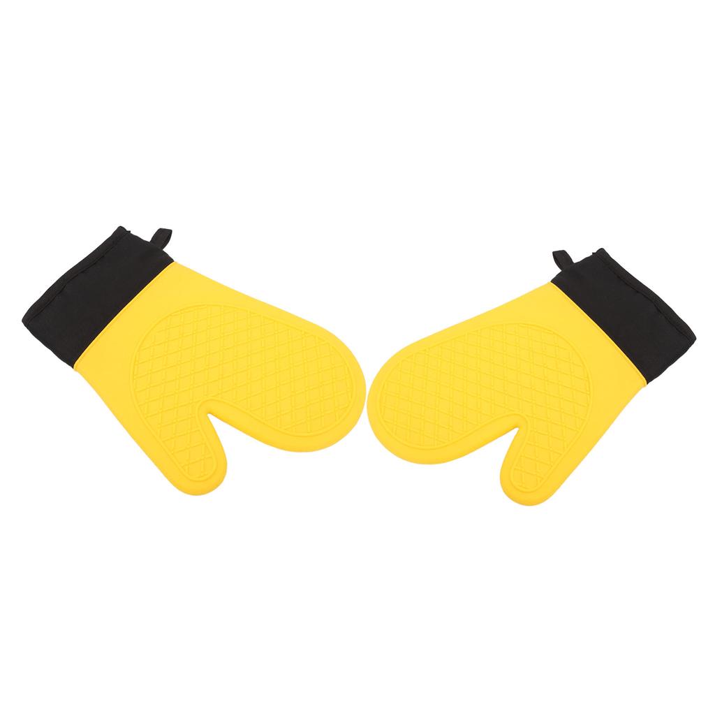 2Pcs Oven Gloves Silicone Heat Resistant Water Proof Thickened Ribbed Oven Gloves Kitchen Accessories
