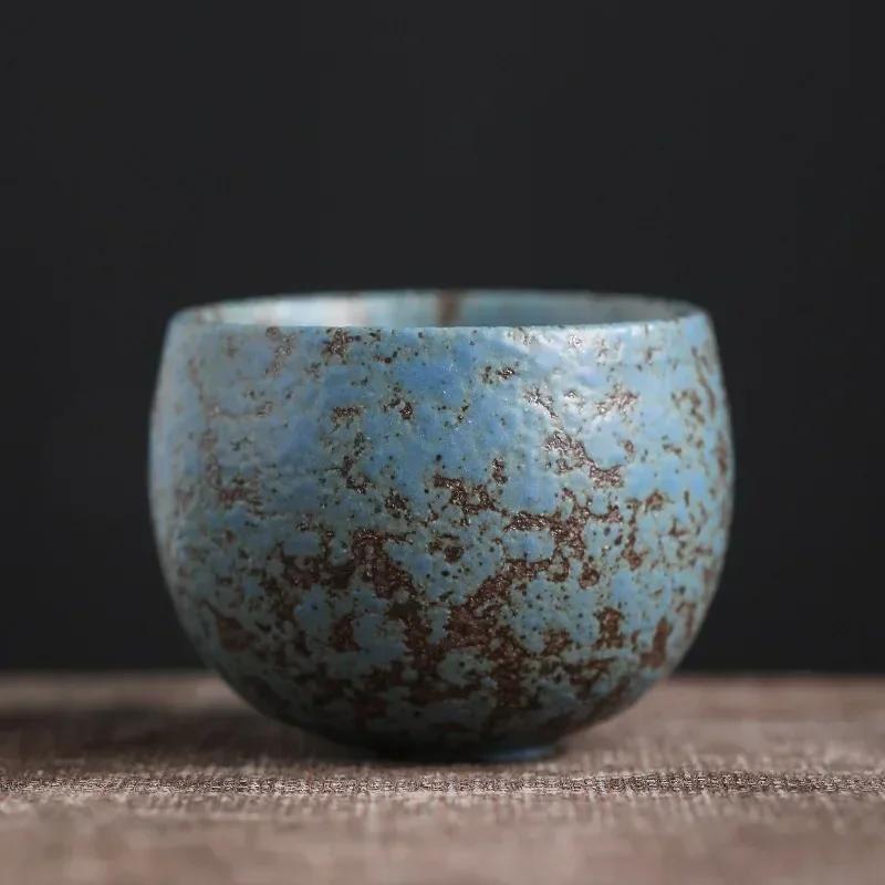 Single Ceramic Kung Fu Tea Cup Single Personality Japanese Household Cup Single Tea Retro Japanese Stone Pottery Kung Fu