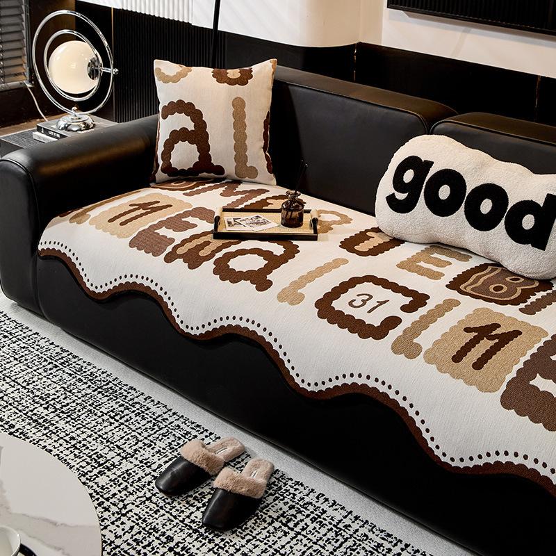 

Подушка для дивана из шенилла Универсальная для всех сезонов Новая Нескользящая Прямой ряд Кожаный чехол для дивана Чехол для подушки сиденья Ткань Полотенце 90*90cm