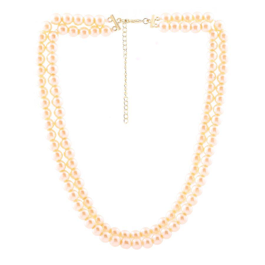 Estele Necklace with Double Line of Cream Pearls