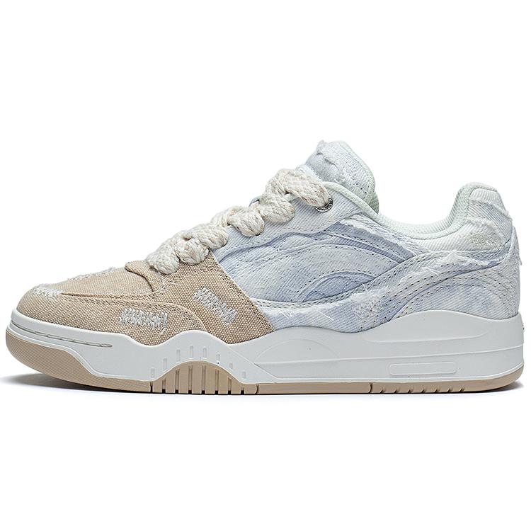 

Li Ning Yuebai Denim Abrasion Resistant Breathable Low top Skateboard Shoes Women s Blue White Brown AGCS427-6 36