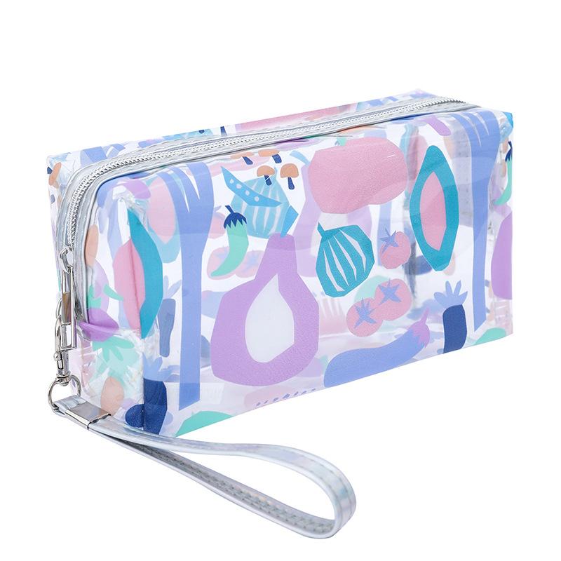 Storage Organizer Pvc Transparent Wash Bags Fruit Printed Cosmetic Pouch Large Travel Cosmetics Storage Makeup Accessory