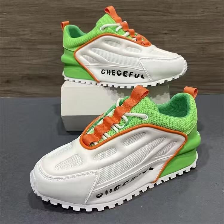 Luxury Chunky Sneakers Men Cover Bottom Air Cushion Board Shoes Fashion Casual Genuine Leather Increased Internal Platform Shoes