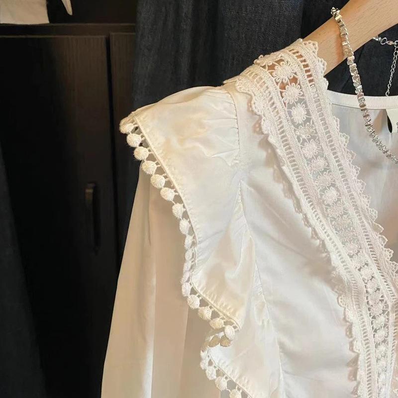 Dámské košile Volánové Zavinovací Nepravidelný dlouhý rukáv Ležérní Výstřih do V Jednobarevná Módní halenka