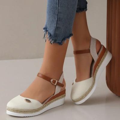 Women Closed Toe Wedge Sandals Women 2025  Summer Buckle Strap Gladiator Shoes Woman Fashion Espadrilles Platform Sandalias