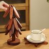 4pcs Wood Trivet Tree With Bracket/ Tree Trivet Wooden Coaster Non-Slip Cup Coaster Set Table Mat Holders Heat Insulated Pad