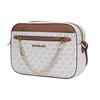 Michael Kors Mk Jet Set Monogram Logolu Zincirli Kamera Çantası Kadın Omuz Çantası Vanilya 35S1GTTC9B-VANILLA