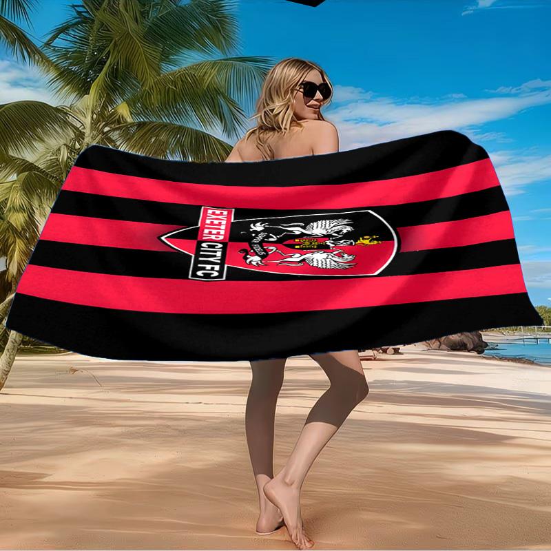 Asciugamano da Spiaggia con Stemma Exeter City Fc, Asciugamano da Spiaggia in Microfibra, Leggero e Asciugatura Rapida, per Viaggi Estivi, Fan della Piscina, Regalo di Compleanno