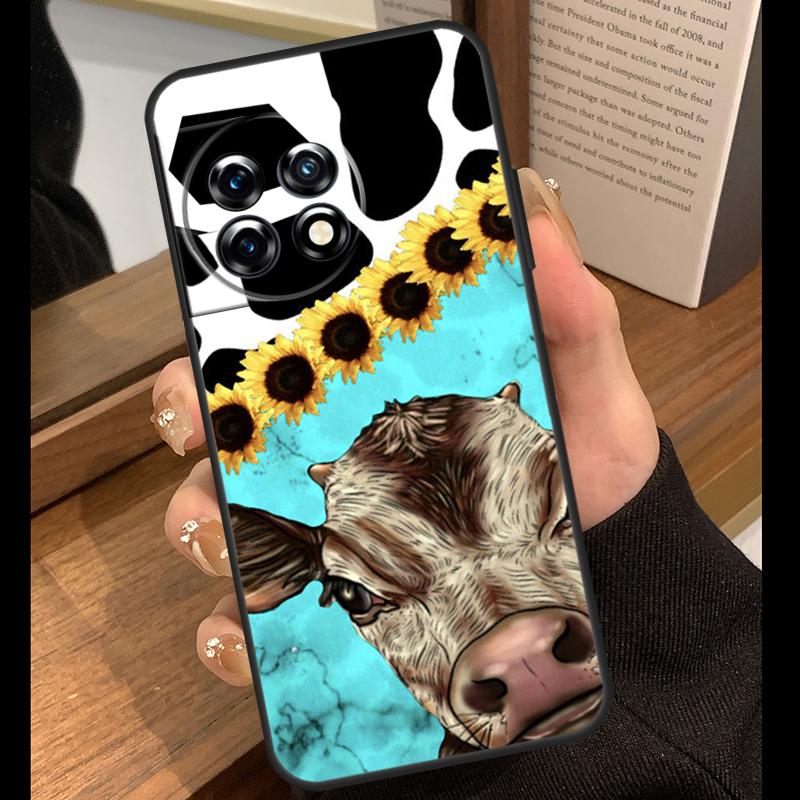 Highland Cow Sunflower Cute Case For OnePlus 15R 13R 13T 12R 15 13 12 11 10 Pro 10T Nord CE 3 4 Lite N20 N30 Nord 5 Cover