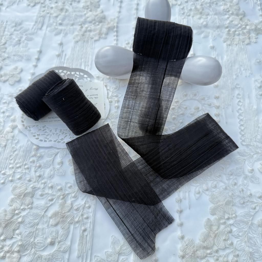 Elegant Striped Pleated Ribbons Simple Solid Color Chiffon Ribbons 5cm*5m Packaging Material Wedding Ribbons