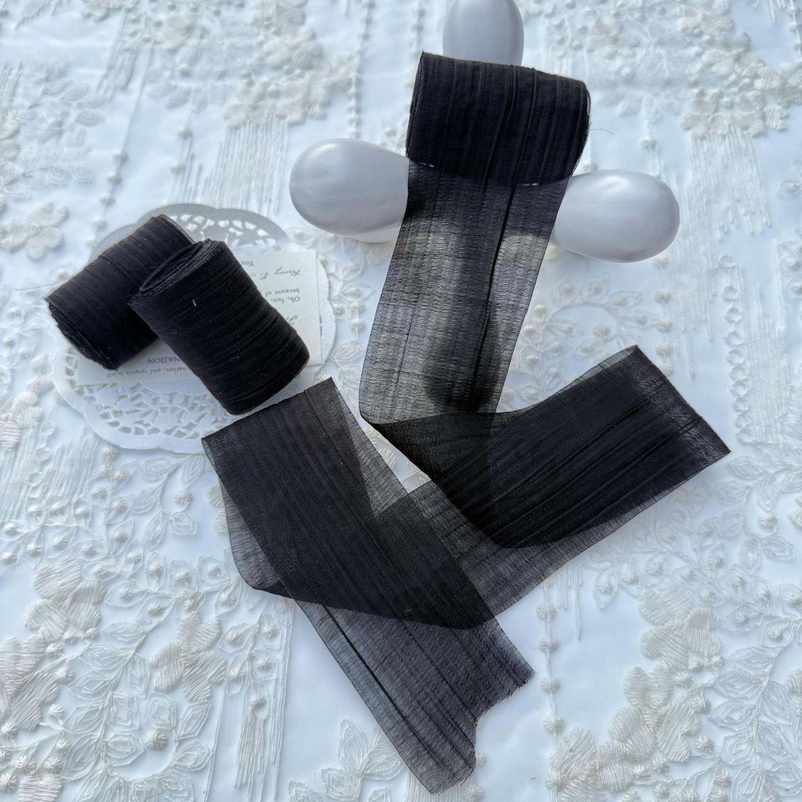 

Elegant Striped Pleated Ribbons Simple Solid Color Chiffon Ribbons 5cm*5m Packaging Material Wedding Ribbons 5 meters