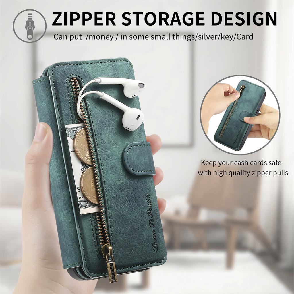 3-in-1 Luxury Leather Wallet Case for OnePlus 11/Nord CE3/13R/Xperia 1 VII/Nothing CMF Phone 2 Pro/3a.w/ Stand, Shockproof, RFID, Multi-Slot & Zipper