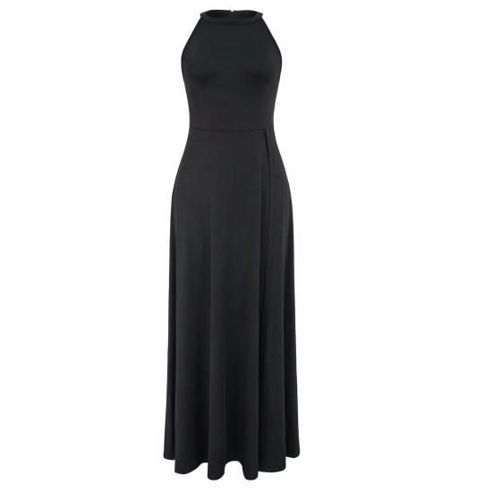 Women Summer High Slit Maxi Dress Halter Sleeveless Long Dress