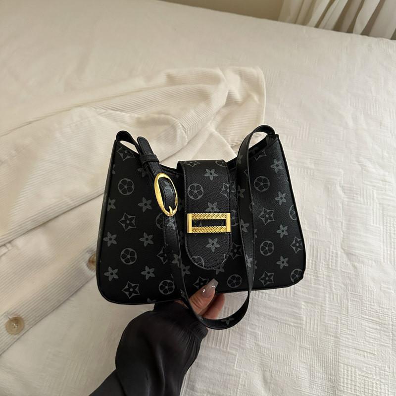 Fashion Pattern Flower Gold Buckle Decoration Women Casual Bags Shoulder