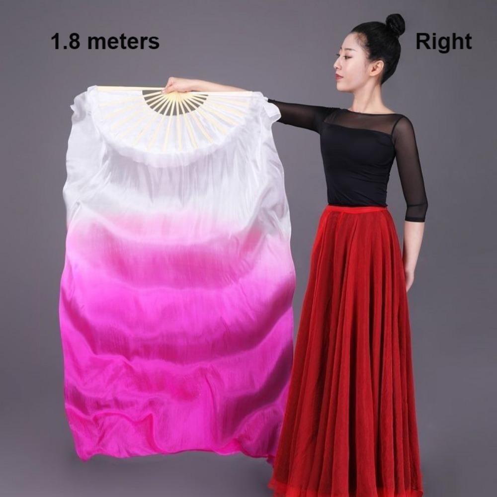120/150/180cm Gradient Color Dancer Fan Right&Left Hands Practice Long Imitation Silk Fans