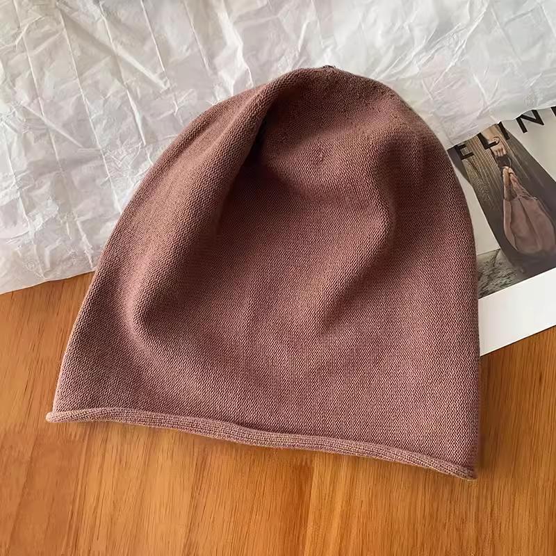 Black cold hat headband hat women's spring and autumn thin hat versatile big head circumference showing face small pile hat
