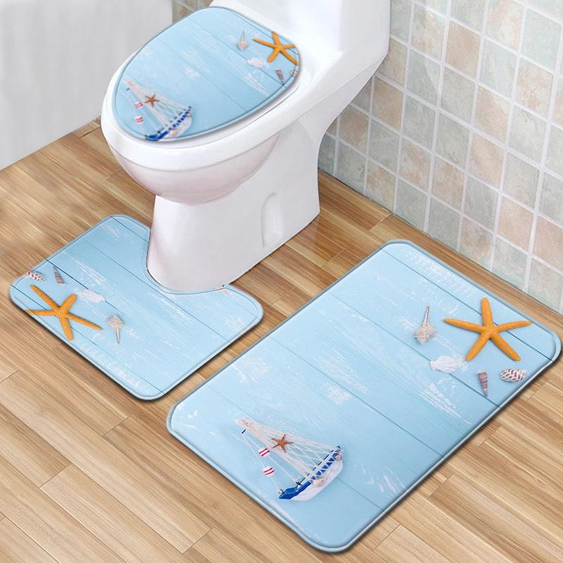 Halloween Bathroom Three-Piece Floor Mat Household Door Mat Bedroom Living Room Carpet
