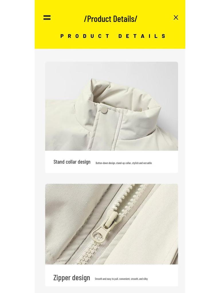 Men's Trendy Solid Color Stand Collar Vest - Warm Sleeveless Cotton Outerwear for Autumn/Winter