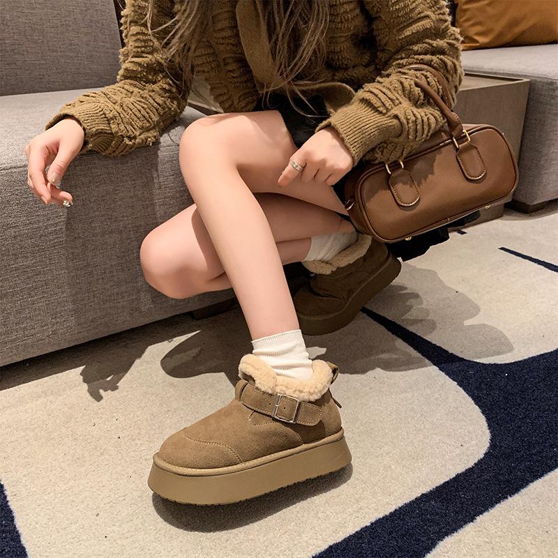 Women's Large Size Soft Sole Winter Warm Anti-slip Fur Snow Boots Padded Lined Ankle Boots Anti-slip Hiking Sports Cotton Boots