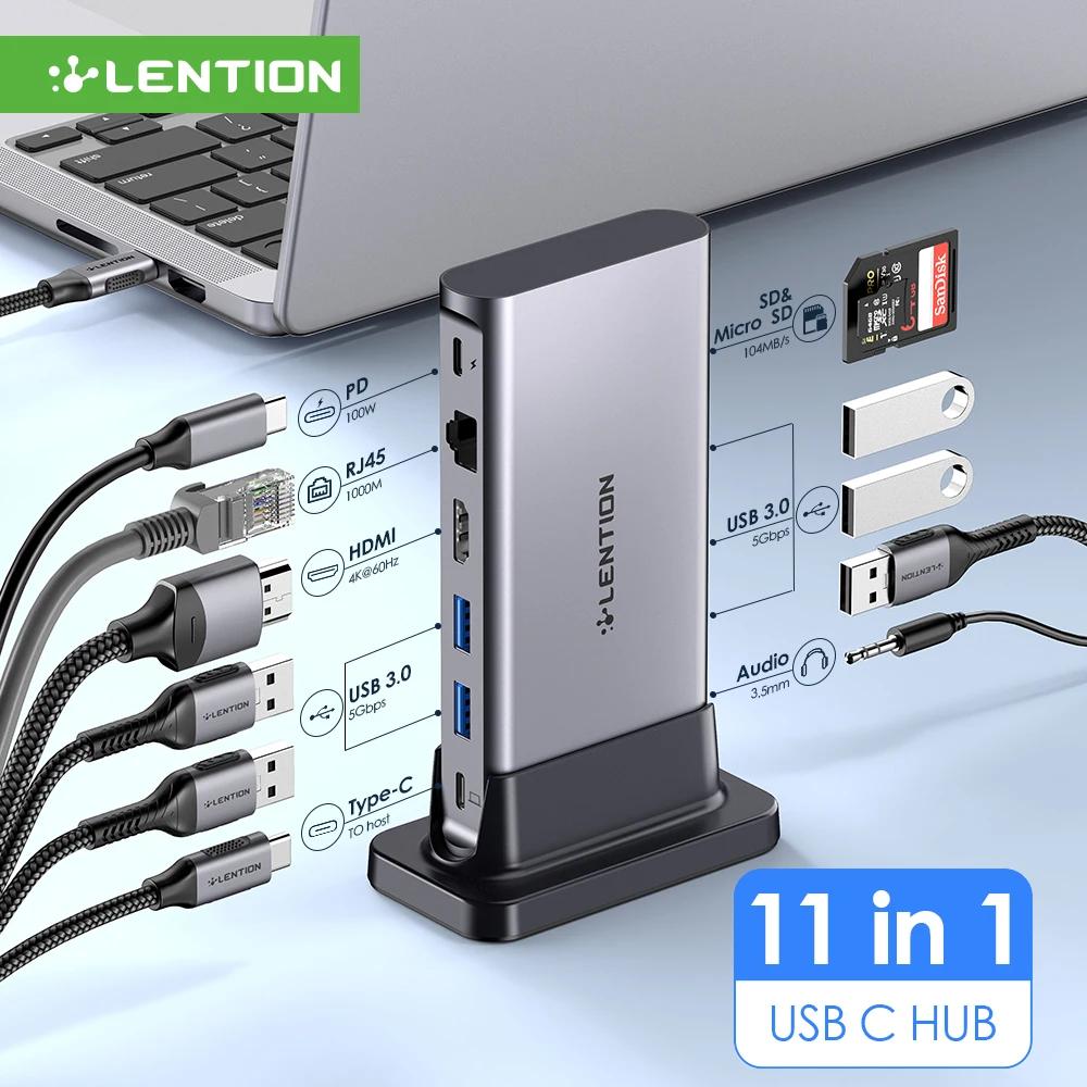 

Док-станция LENTION 10 В 1 Type-C HD 4K @ 60 Гц PD100W Картридер Type-C Адаптер USB 3.0 USB-концентраторы для нового ноутбука MacBook Pro Air — 10 в 1 10 in 1