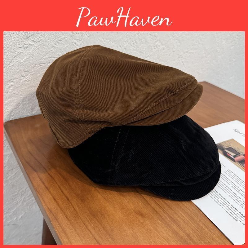 Solid Classic Corduroy Color Beret Cap With Warmth Sunshade For Gift Winter
