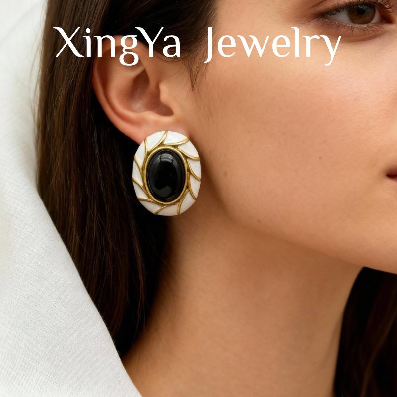Винтажные Французский Стиль Ретро Элегантные Дворцовые Капельная Глазурь Темперамент Универсальные Высококачественные Антикварные Серьги чёрный
