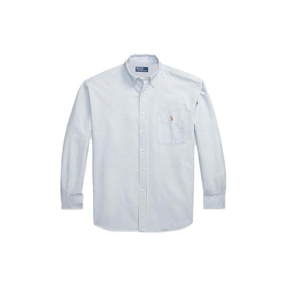 

Polo Ralph Lauren FW23 Рубашка с длинным рукавом на пуговицах с вышивкой логотипа в полоску для мужчин синяя MNPOWOV16823125-400 M