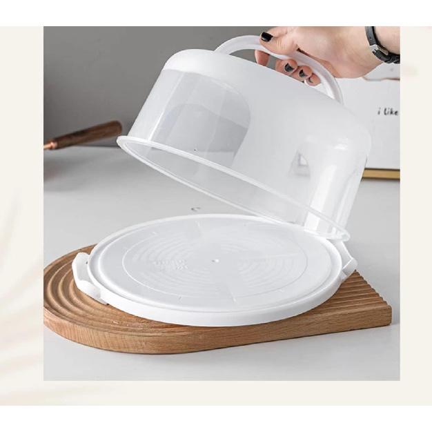 Velký 10palcový stojan na dort s držákem, víky a držadly, nádoba pro přepravu, podnos na dort s poklopem, kulatá kuchyňská nádoba na skladování muffinů