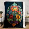 Vibrant Floral Mandala Design Blanket Flannel Blanket for Bedroom, Living Room, Sofa, and Nap Sofas.