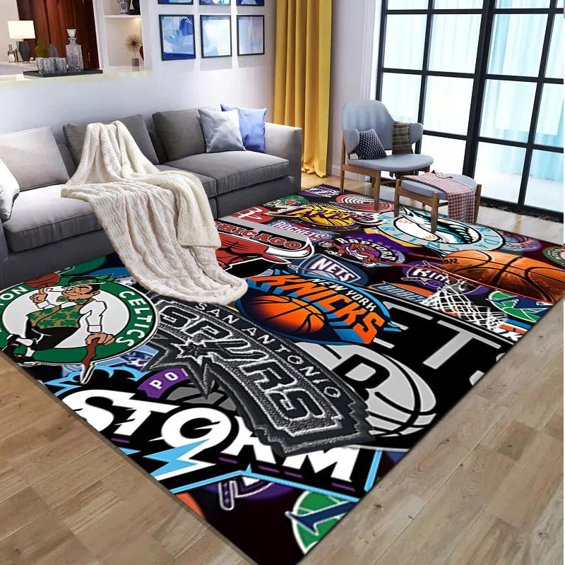 NBA Pattern Rug, Indoor/Outdoor Mat, for Picnic, Gameroom, Bedroom, Office, Living Room, Home Decor Carpet, Birthday Gift