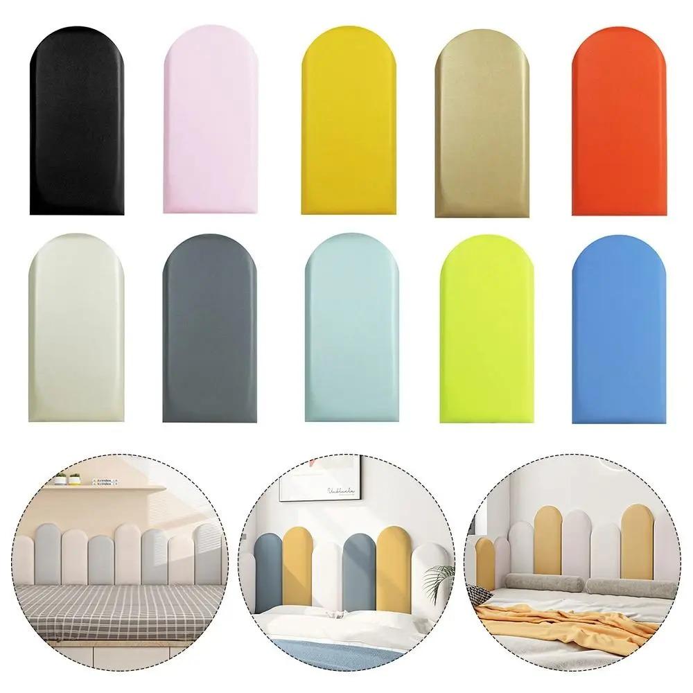 1pc 20x50cm Protective Wall Enclosure Anti-collision Soft Bag Wall Sticker Headboard Semi-circular Leather Soft Bag Headboards
