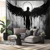 1Pc Ultra Large Black Angel Landscape Tapestry   for Living Room Bedroom  Home Office Decor