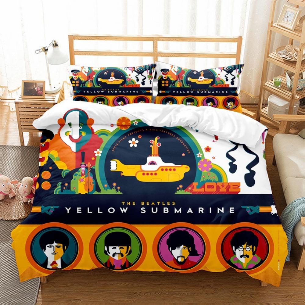 Motyw The Beatles, Zestawy pościeli z mikrofibry, Pościel dziecięca na zamek, Dekoracja pokoju, Poszwa na kołdrę dla nastolatków, dorosłych, 3-częściowy
