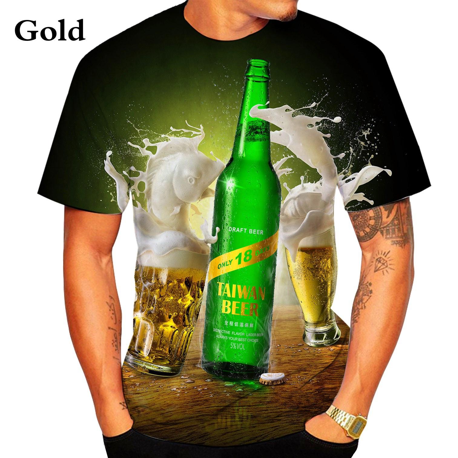 

Мужская летняя футболка с коротким рукавом с принтом пива, модная повседневная трендовая футболка с круглым вырезом и коротким рукавом, высококачественная дизайнерская одежда 5XL