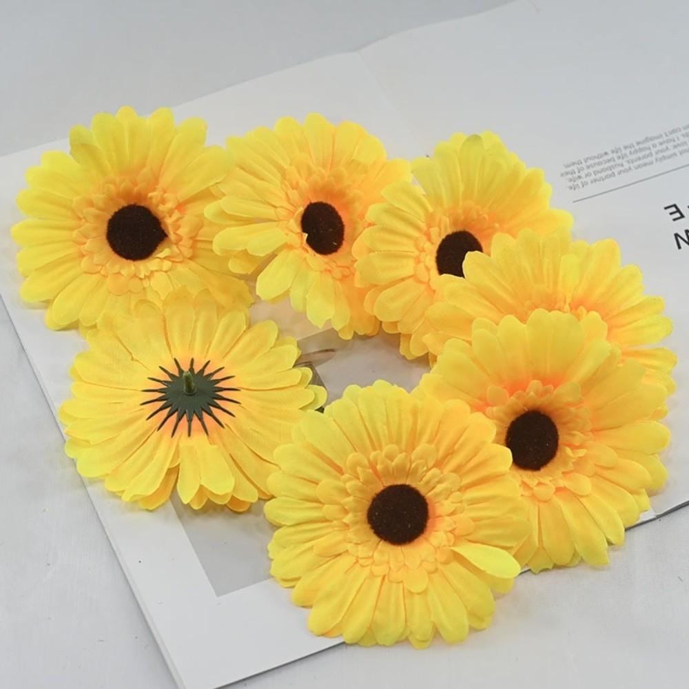 7pcs New Silk Artificial Sunflowers Gerbera DIY 3D Sunflower Flower 10cm Flower Arranging Simulated Flower Photography