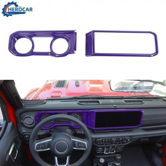 2PCS Purple Dash Navigation trument Frame Panel for Jeep Wrangler JL/JT 2024+