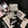 Travel Makeup Storage Bags  Mesh Coin Purse Simple Portable Mini Bag Multi-Purpose Square Bag Double-Layer Zipper Card Holder